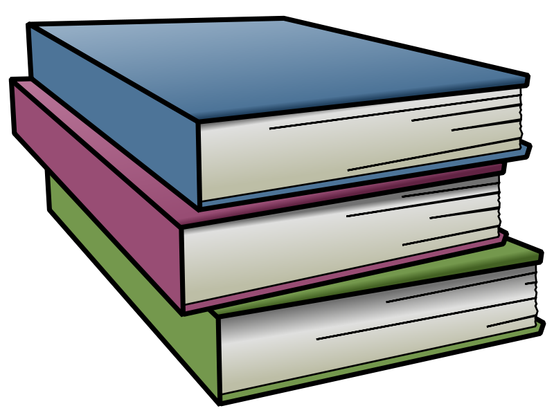 Ilustración con tres libros apilados. 