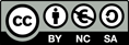 Símbolo de Creative Commons y a su lado los iconos y nombres de las restricciones BY-NC-SA
