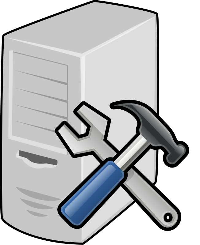 Icono de herramientas y un ordenador