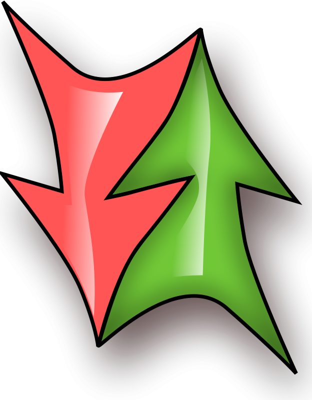 Icono de flechas verde y roja, acopladas.