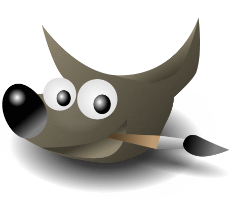 Ilustración de una cabeza de perro o lobo con un pincel en la boca