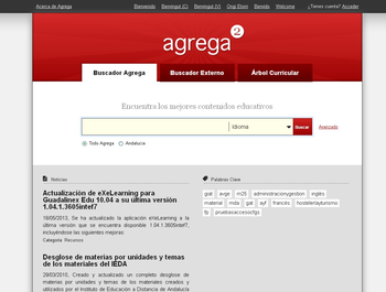 Captura de pantalla de la web del nodo andaluz de Agrega. 