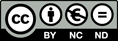 Símbolo para Creative Commons que tiene al lado los iconos y nombres de las restricciones BY-NC-ND