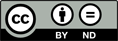 Símbolo de Creative Commons y a su lado los iconos y nombres de las restricciones BY:ND