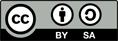 Símbolo de Creative commons y a su derecha, el icono y nombre de las restricciones BY-SA