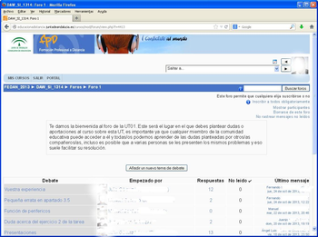 Captura de pantalla de la plataforma de FPaD (Foros)