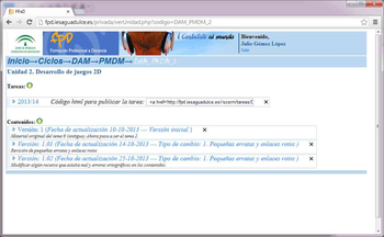 Captura de pantalla de la web de gestion de FPaD